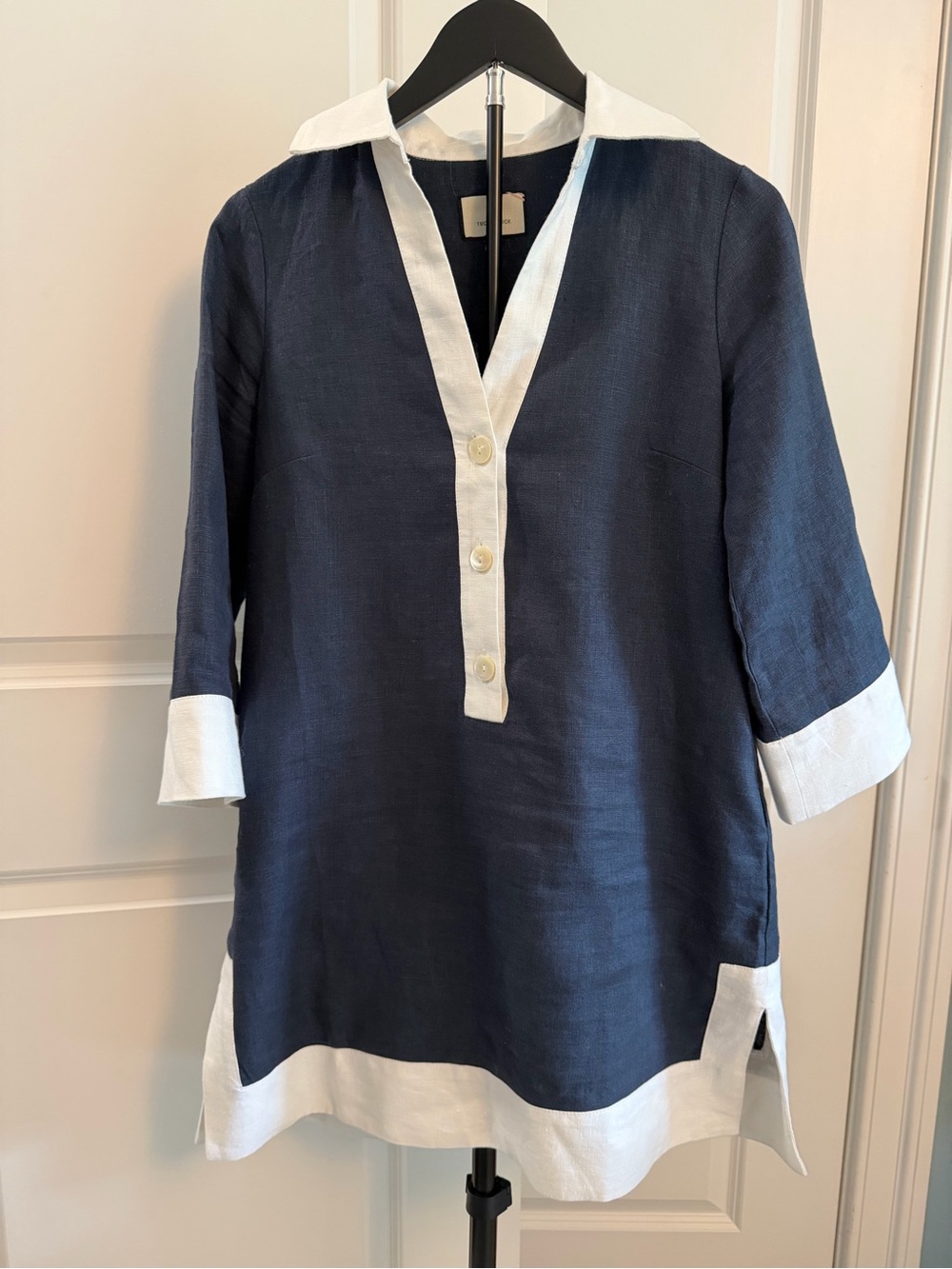 Tuckernuck Navy and White Collier Tunic Dress